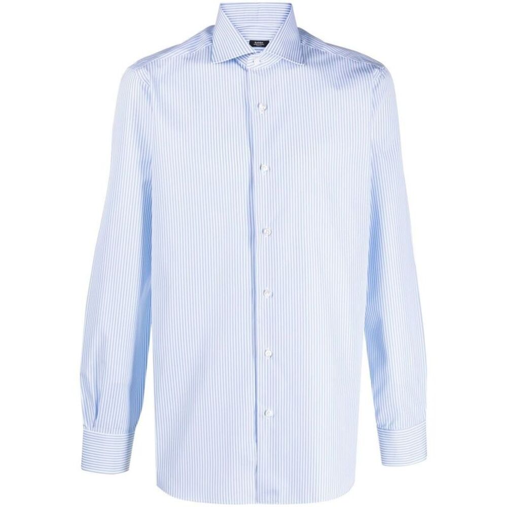 Barba Men Blue Striped Shirt